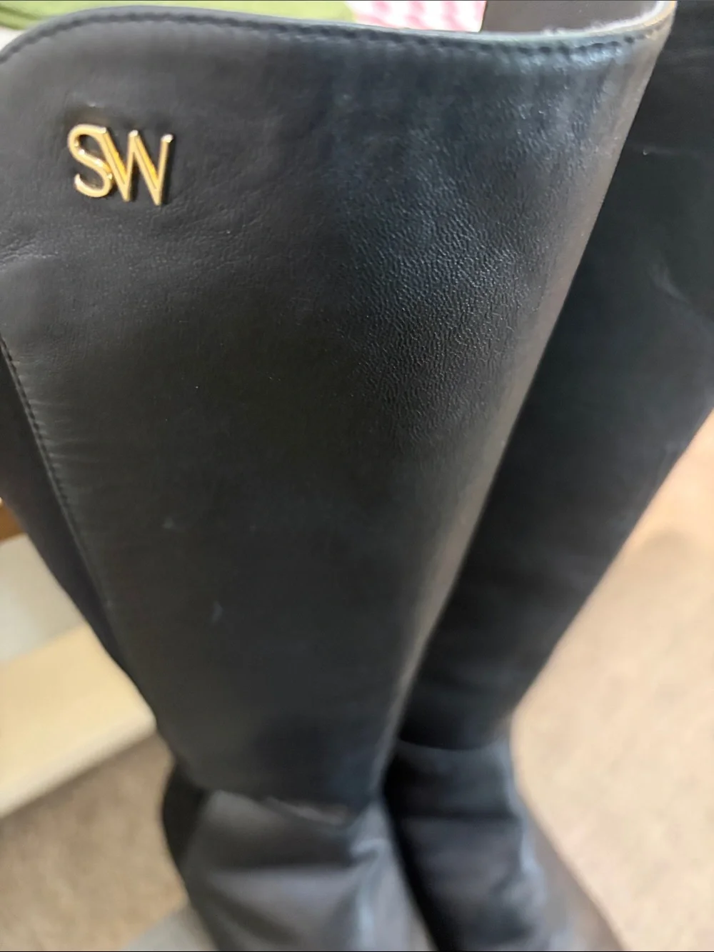 Stuart Weitzman Black Over-The-Knee Leather Riding Boots